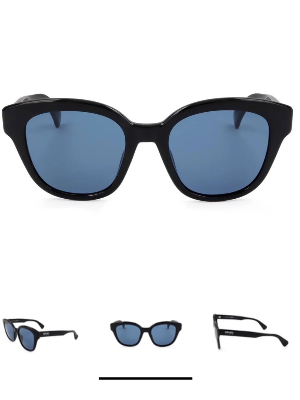 Kenzo Shiny Black Sunglasses with Blue Lenses